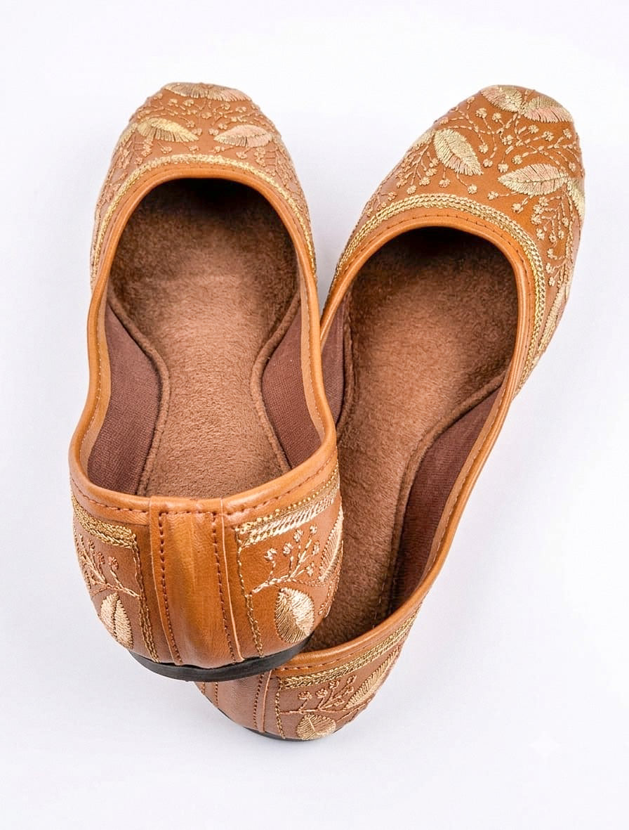 Brown Embroidered Casual jutti