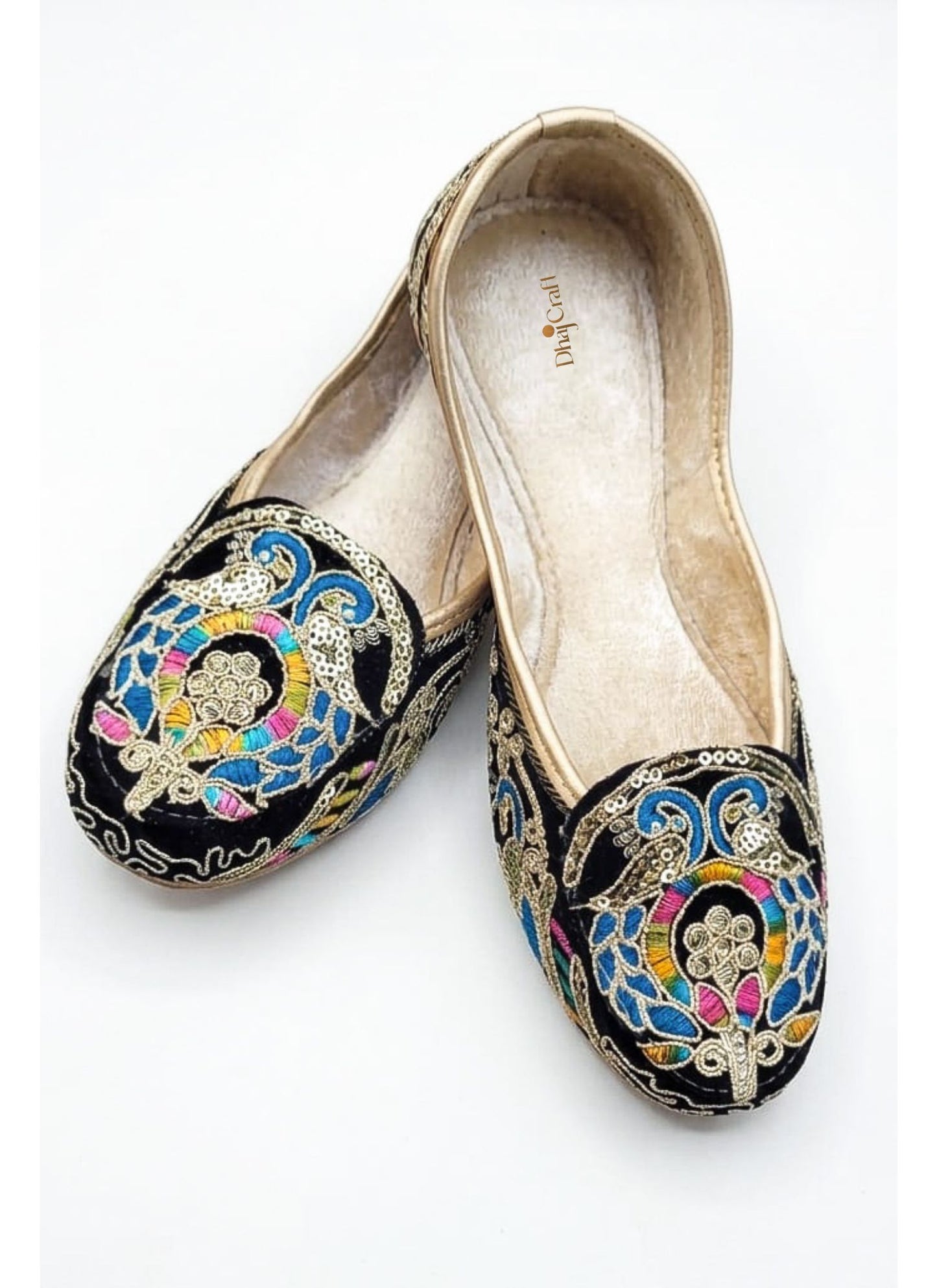 Black Embroidered Loafers