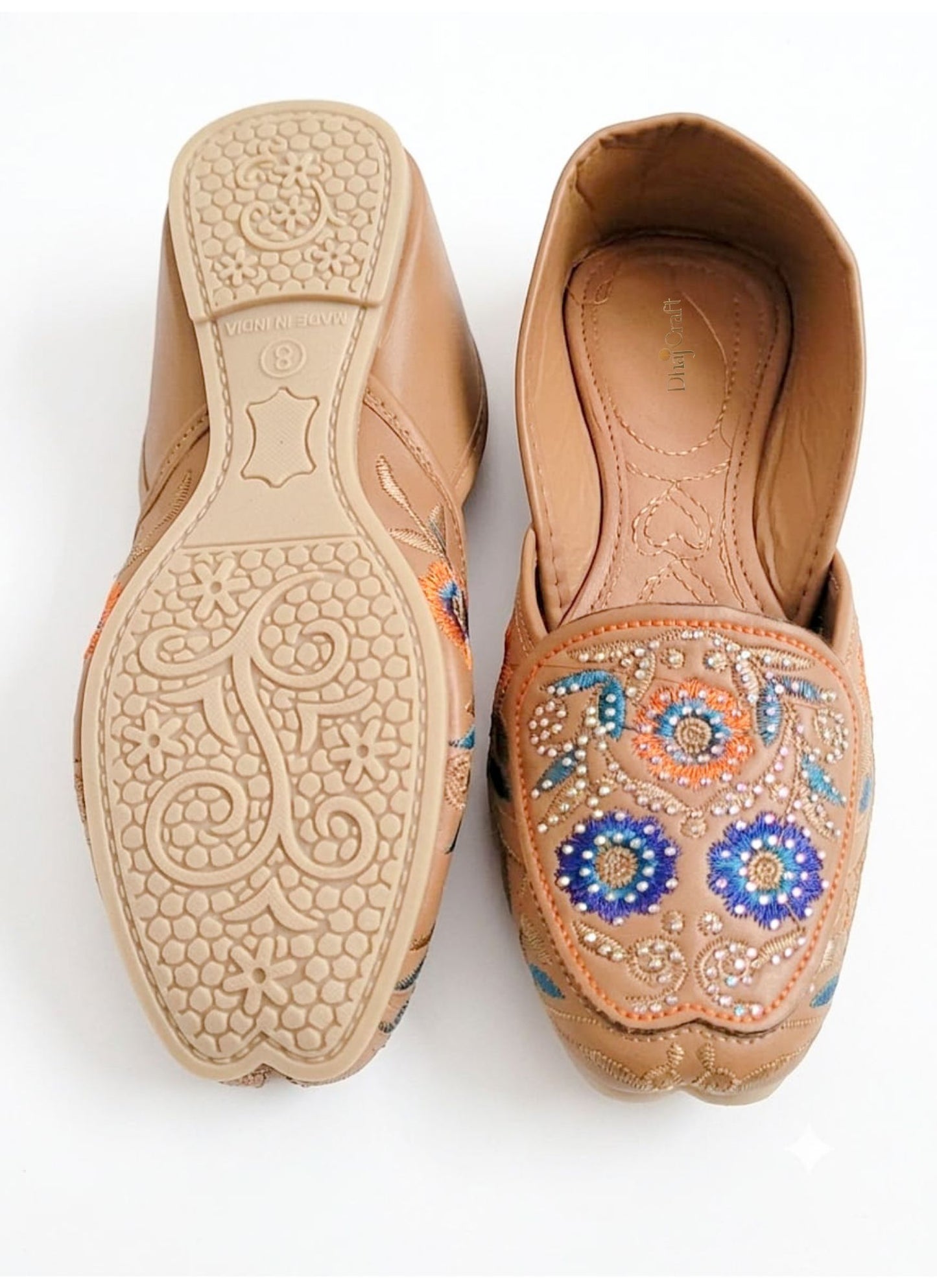Tan embroidered Jutti
