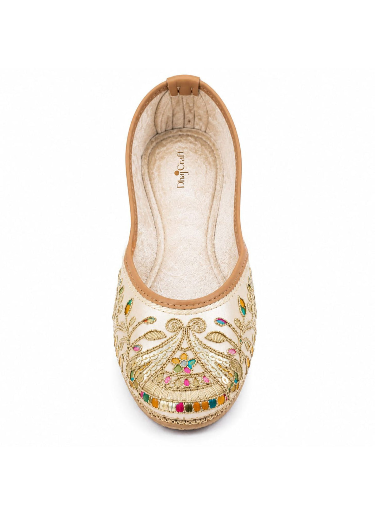 Embroidered Beige Ballerina