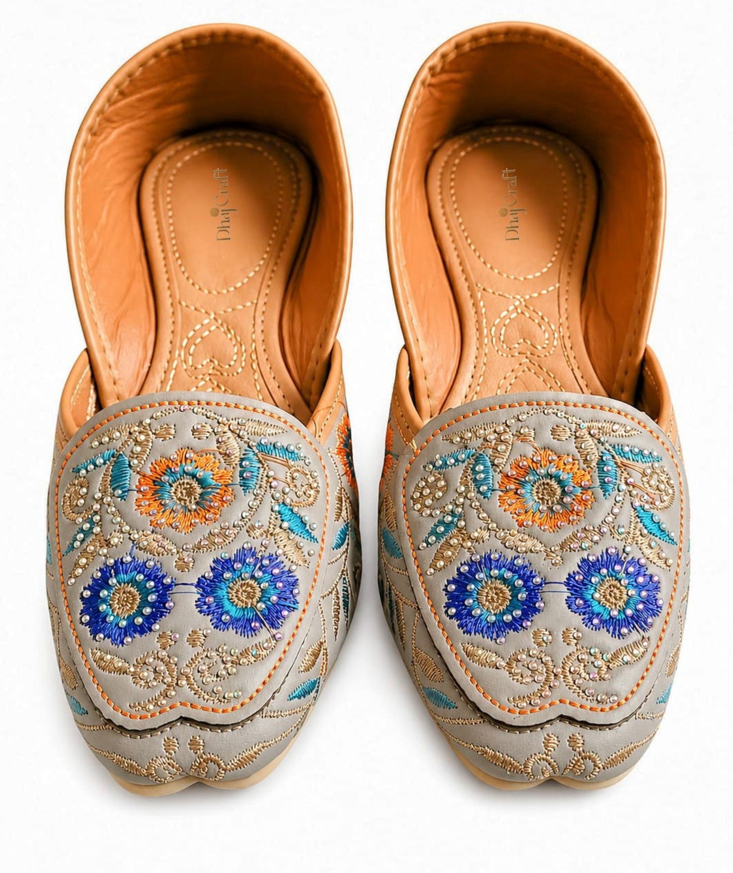 Grey Embroidered Jutti