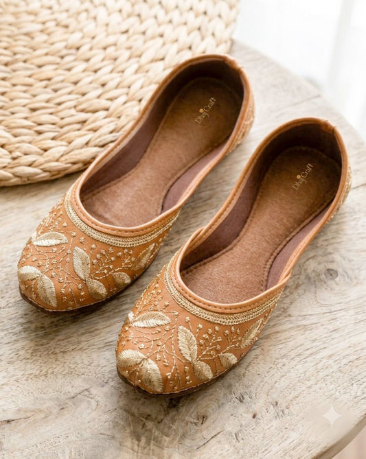 Brown Embroidered Casual jutti