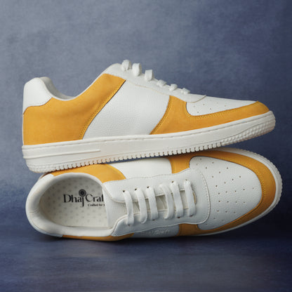 Men's Casual Sneaker - White & Yellow