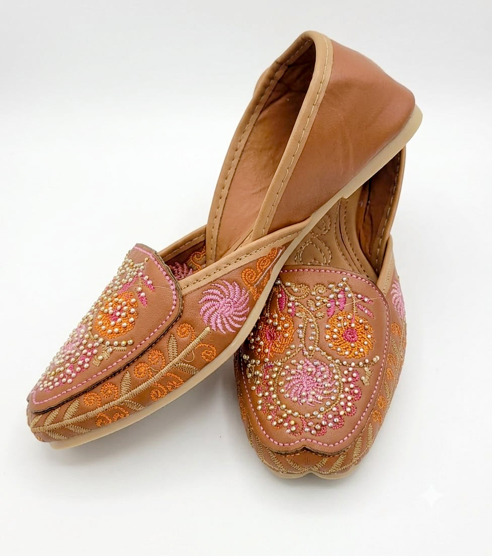 Brown Embroidered Loafer