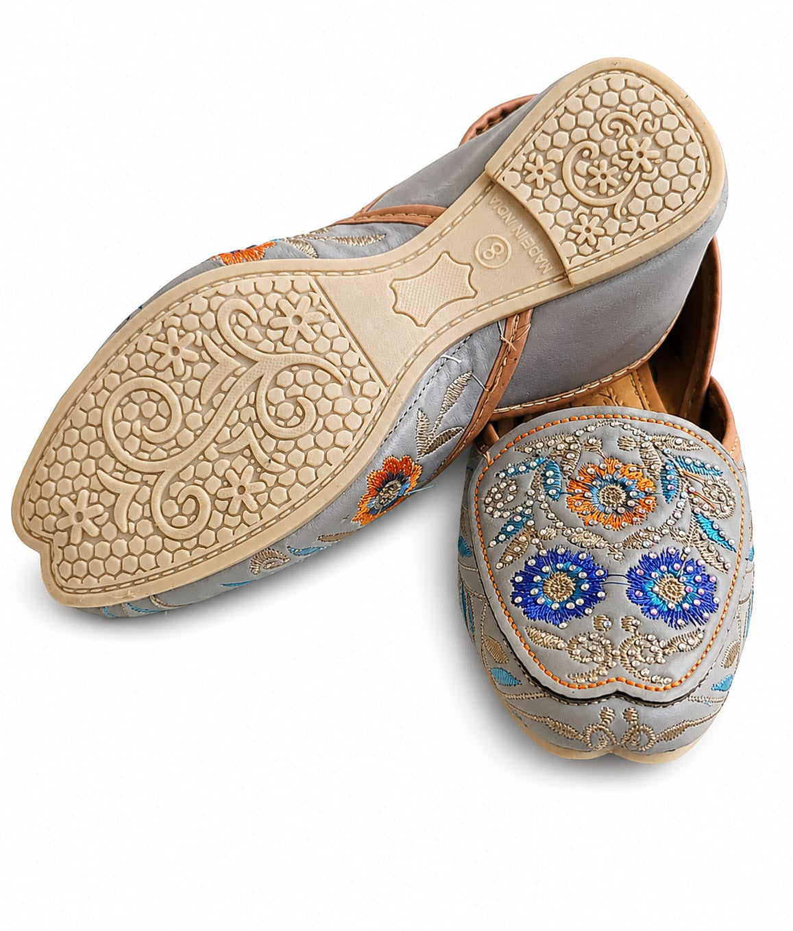 Grey Embroidered Jutti