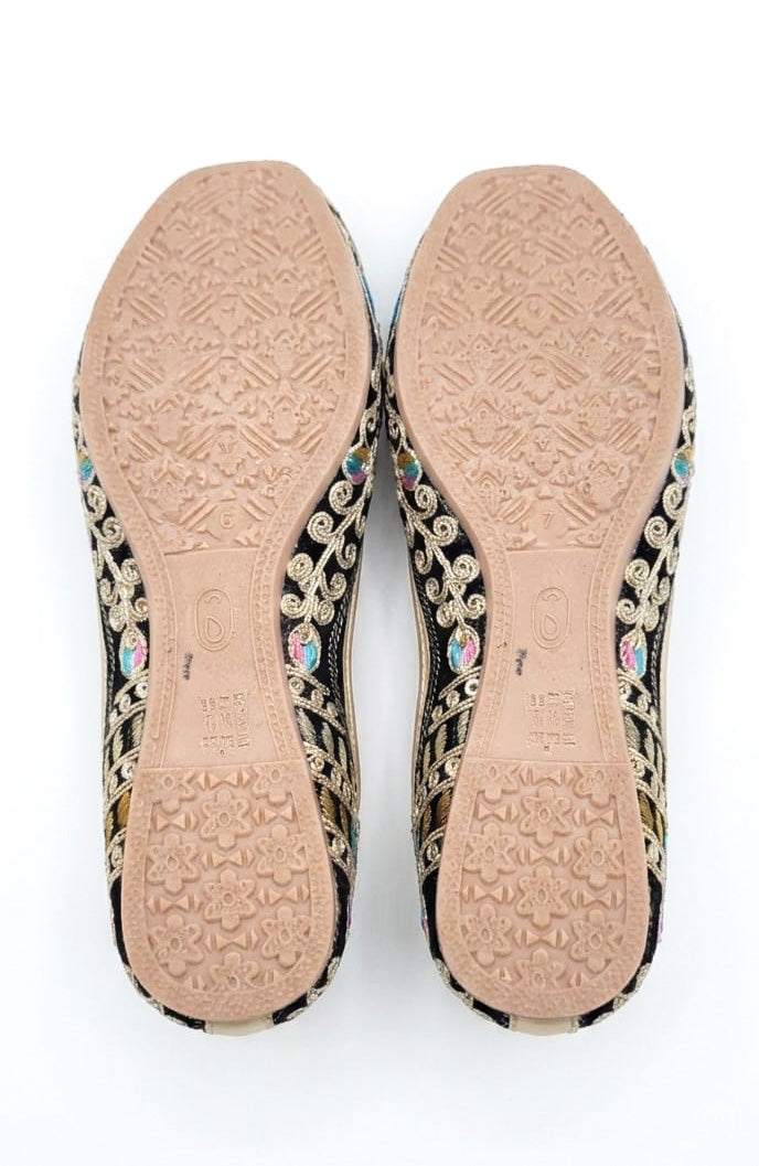 Black Embroidered Loafers