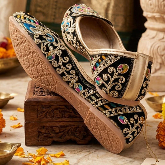 Black Embroidered Loafers