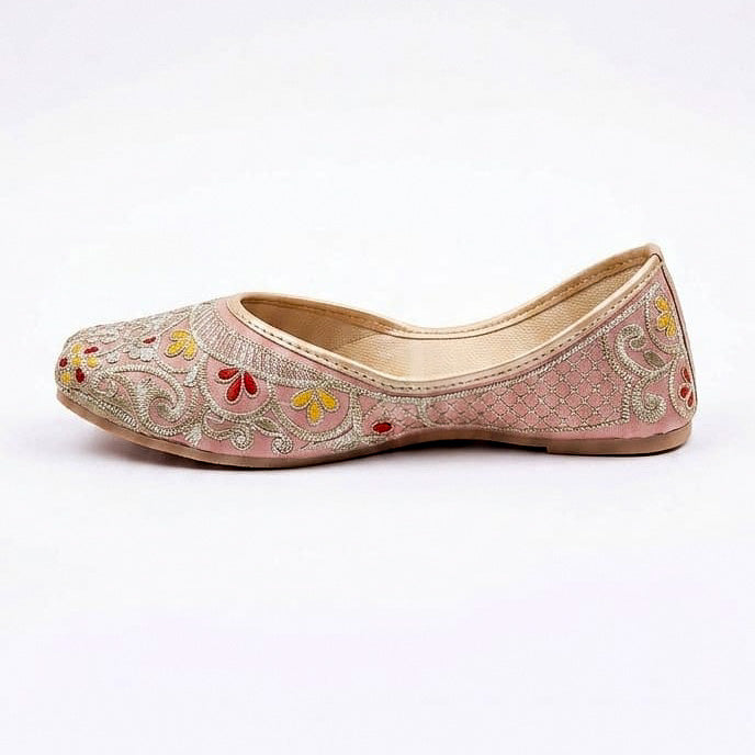 Peach embroidered wedding jutti