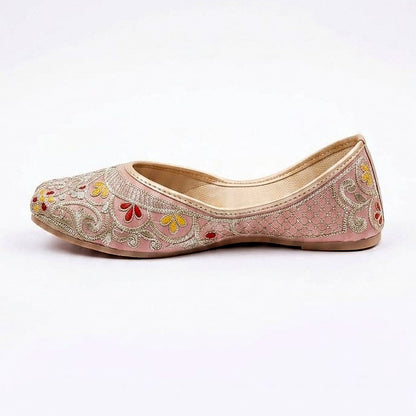 Peach embroidered wedding jutti